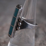 Vintage Sterling Turquoise Inlay Ring 7.5