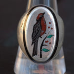 Vintage Sterling Inlaid Stone Bird Ring 10