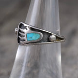 Vintage Sterling Turquoise Bear Paw Band 6.5