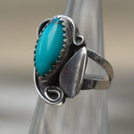 Vintage Sterling Turquoise Feather Ring 3