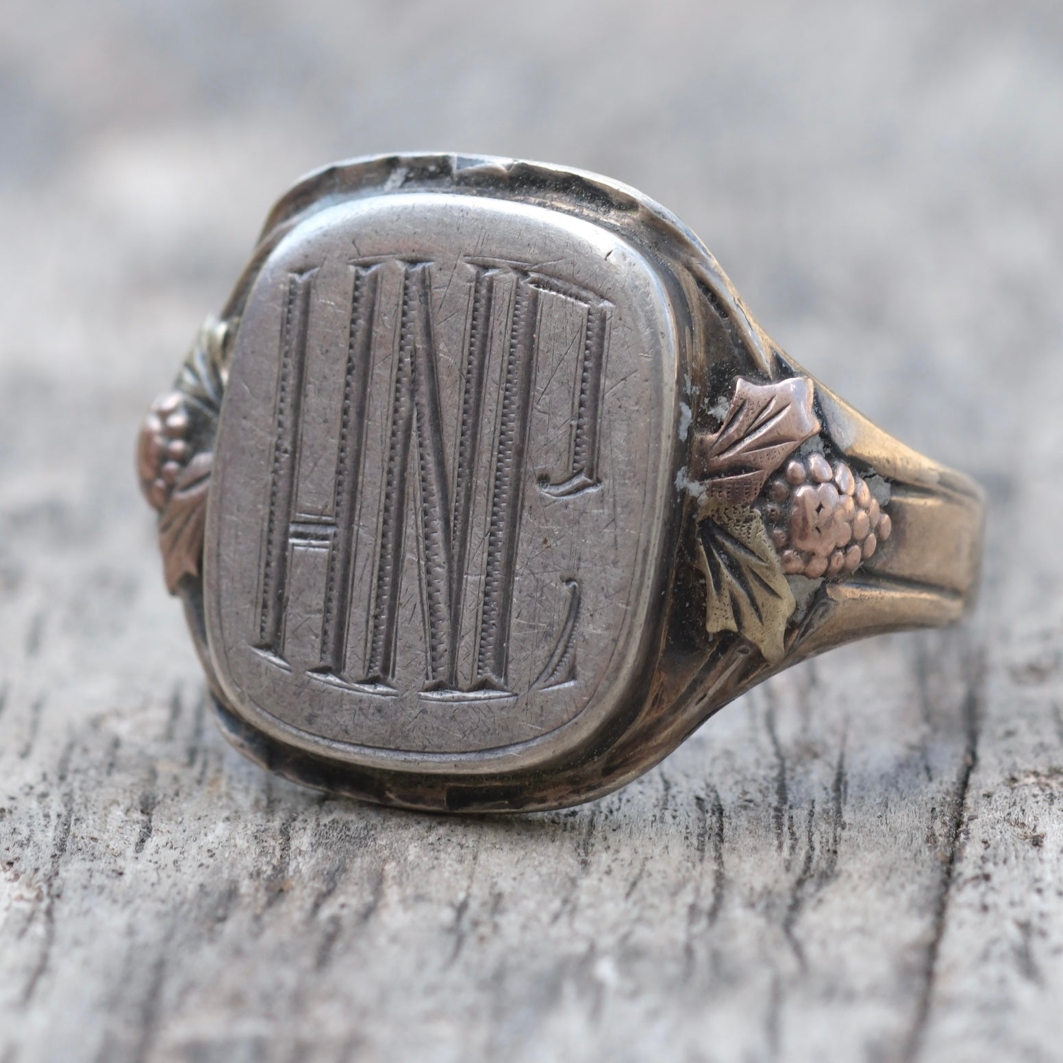 Vintage Sterling and 10k Gold Signet Ring 9