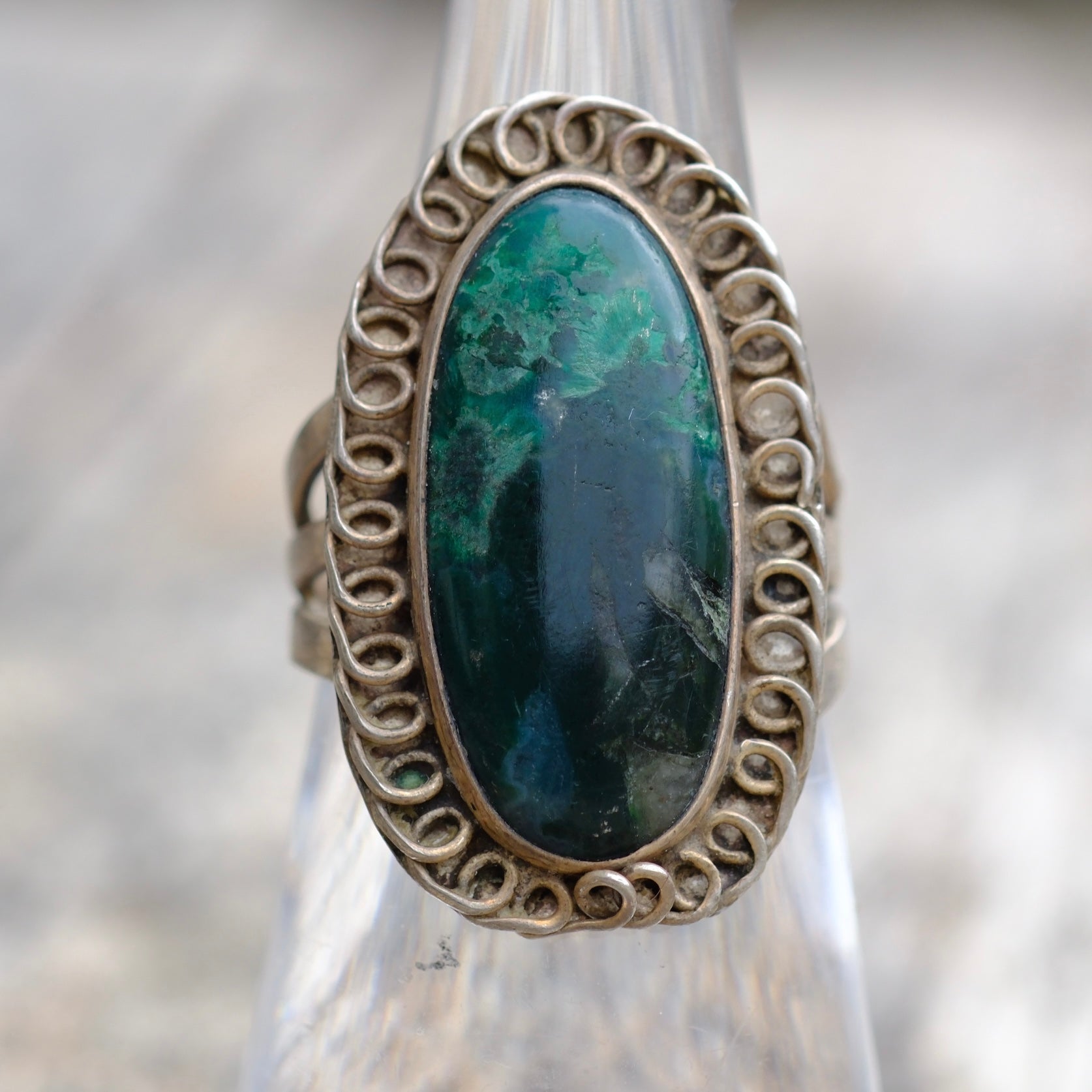 Vintage Sterling Chrysocolla Ring 5.75
