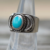 Vintage Sterling Turquoise Feather Band 6