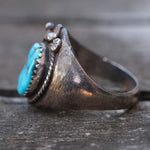 Vintage Sterling Turquoise Feather Ring 10