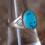 Vintage Sterling Turquoise Stamped Band Ring 7.75
