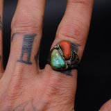 Vintage Sterling Turquoise and Coral Ring 9