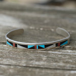Vintage Sterling Zuni Inlay Cuff