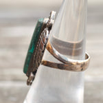 Vintage Sterling Malachite Feather Ring 6.25