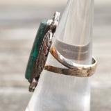 Vintage Sterling Malachite Feather Ring 6.25