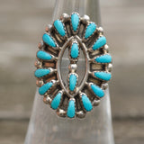 Vintage Sterling Turquoise Cluster Ring 6