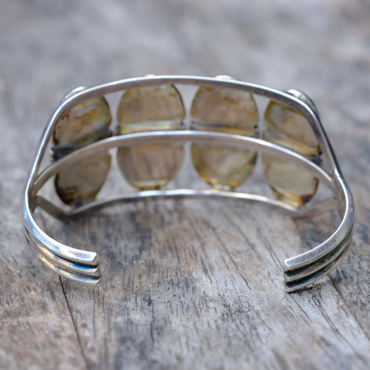 Vintage Sterling 4-Stone Turquoise Cuff Bracelet