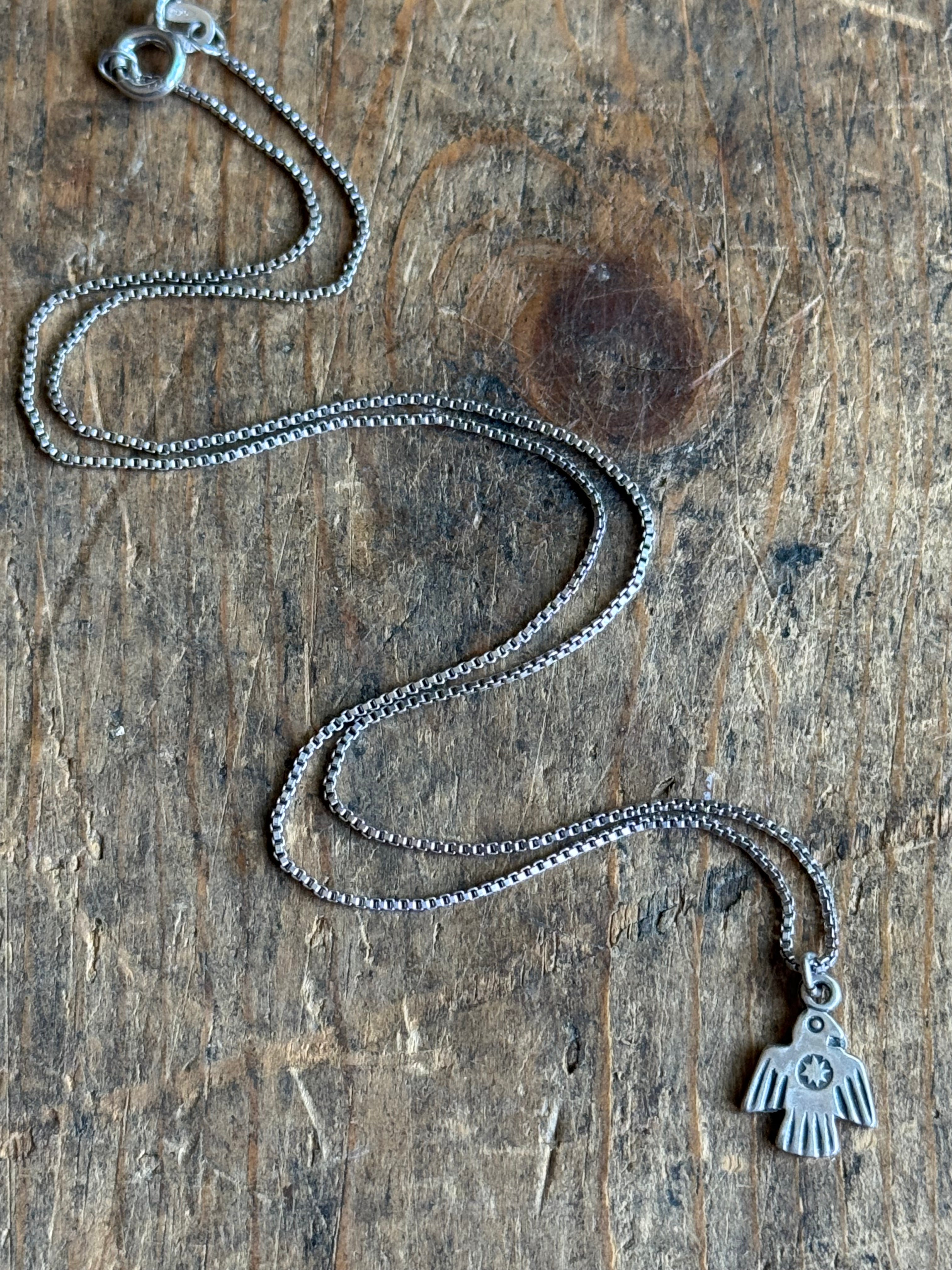 Vintage Sterling Silver Tiny Thunderbird Necklace