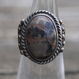 Vintage Sterling Petrified Wood Ring 4.5