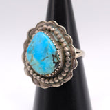 Vintage Sterling Turquoise Roper Ring 7