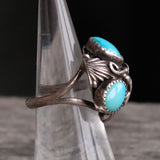 Vintage Sterling Turquoise Feather Ring 6.25