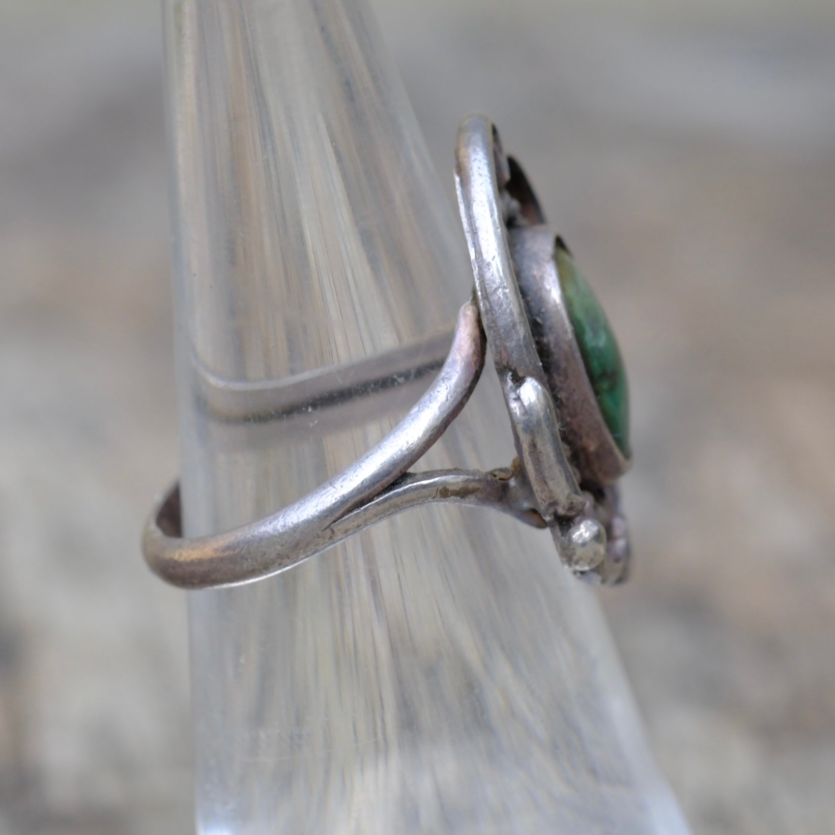 Vintage Sterling Turquoise Roper Ring 6