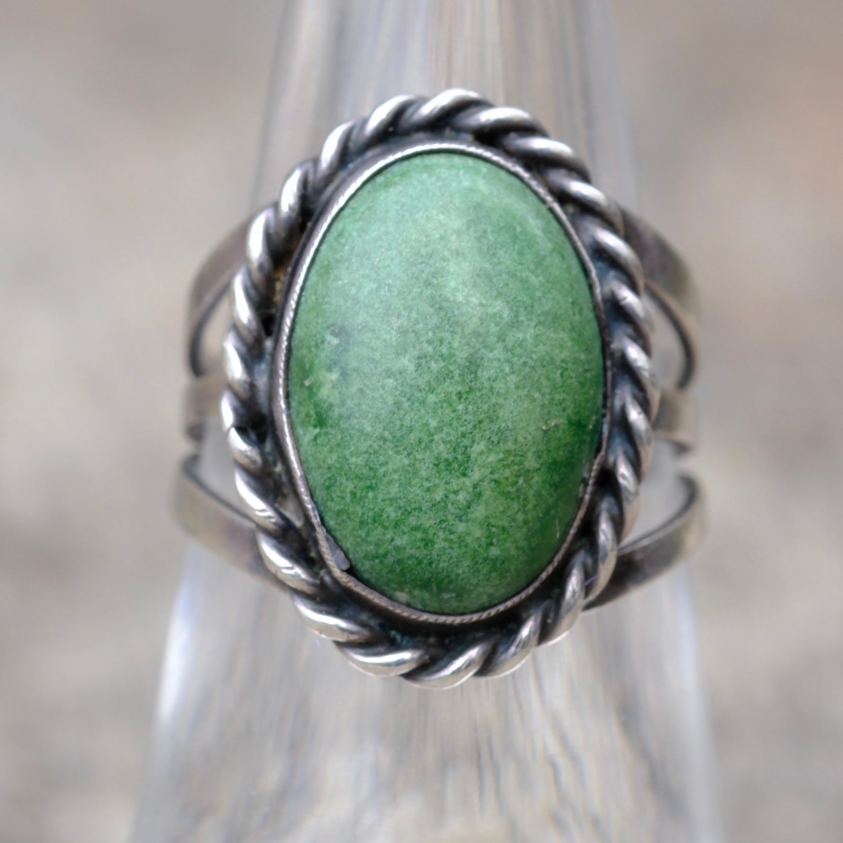 Vintage Sterling Turquoise Roper Ring 6.5
