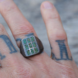 Vintage Sterling Crushed Turquoise Inlay Ring 8