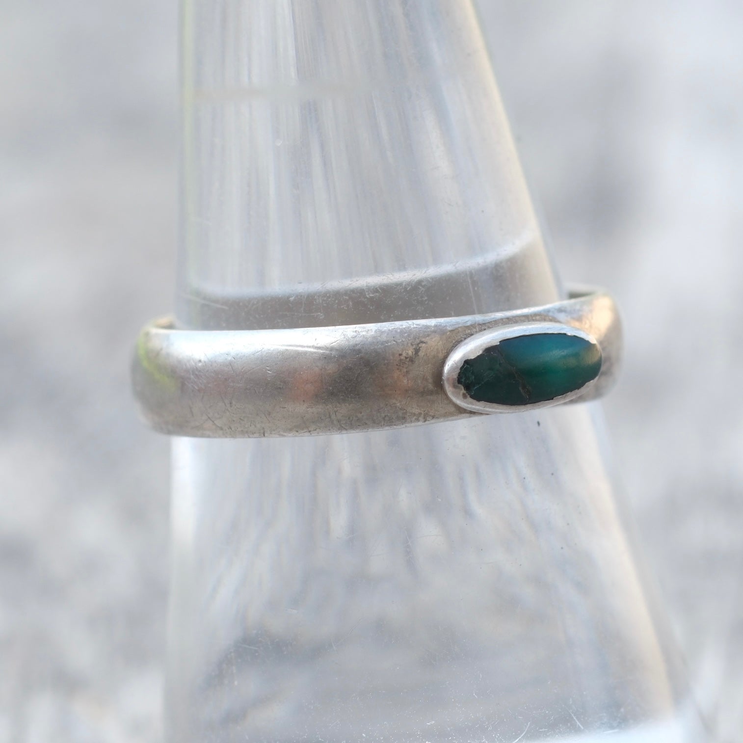 Vintage Sterling Turquoise Band Ring 8.25