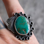 Vintage Sterling Turquoise Feather Ring 5.5