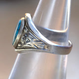 Vintage Sterling Turquoise Thunderbird Ring 5.75