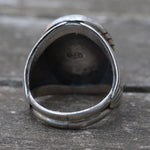 Vintage Sterling Turquoise Ribbed Band Ring 9