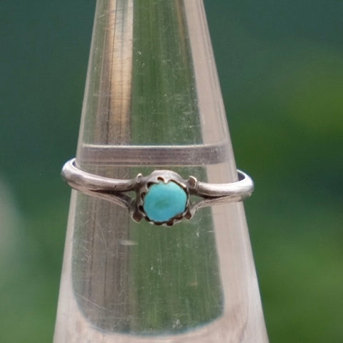 Vintage Sterling Turquoise Stacker Ring 5.5