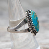 Vintage Sterling Turquoise Roper Ring 7.25