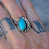 Vintage Sterling Turquoise Feather Ring 9