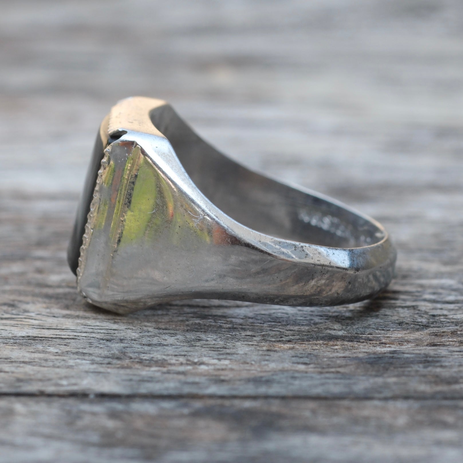 Vintage Sterling Onyx Signet Ring 9