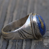 Vintage Sterling Lapis Cabochon Ring 13.75