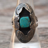 Vintage Sterling Turquoise Shadowbox Ring 9