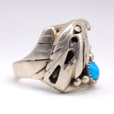 Vintage Sterling Turquoise Eagle Ring 10.25