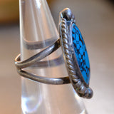 Vintage Sterling Turquoise Roper Ring 7.75