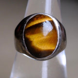 Vintage Sterling Tigers Eye Cabochon Ring 7.5