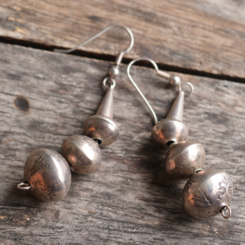 Vintage Sterling Beaded Dangle Earrings