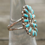 Vintage Sterling Turquoise Cluster Ring 6.5