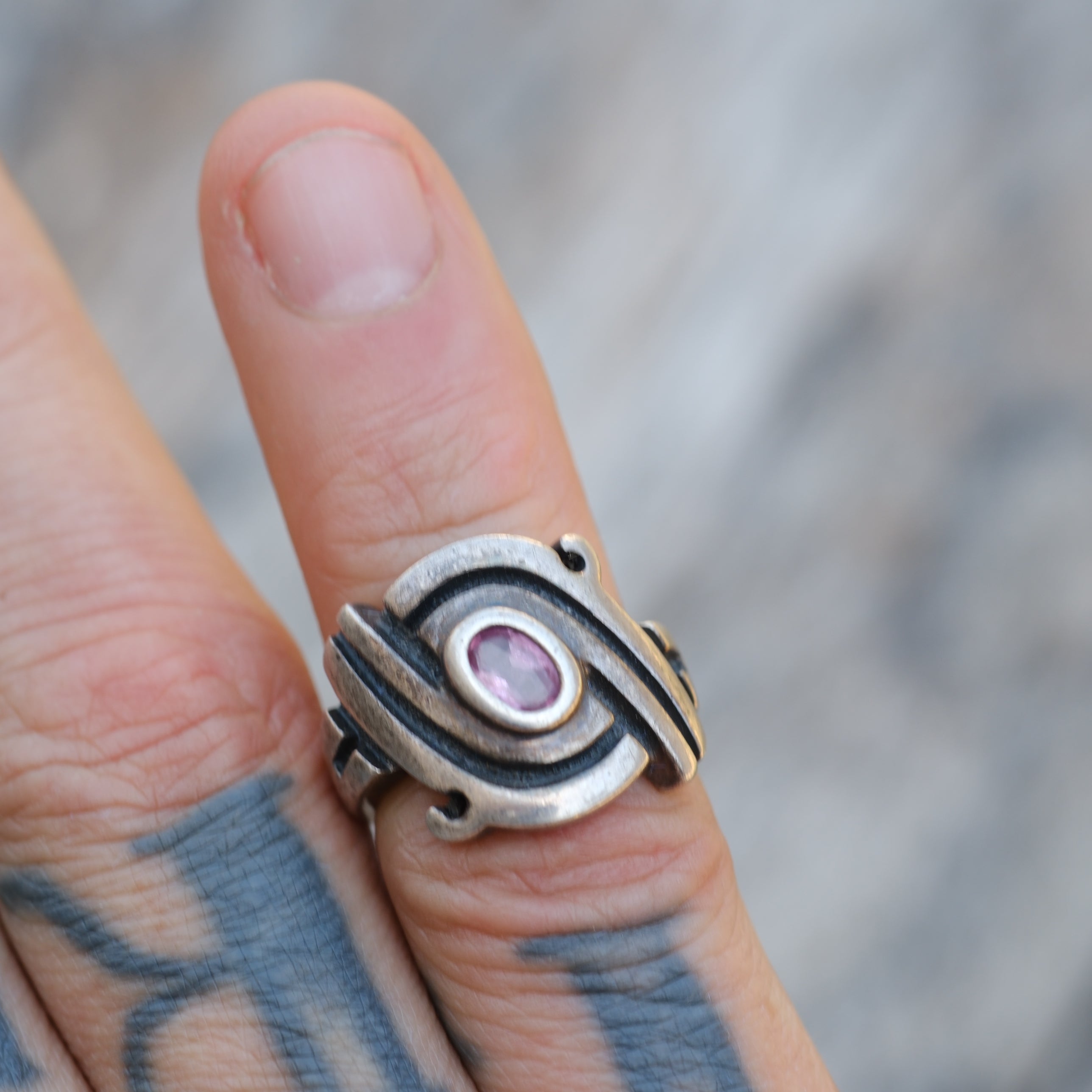 Vintage Sterling Ameythst Ring 5