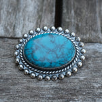 Vintage Sterling 50's Turquoise Brooch