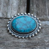 Vintage Sterling 50's Turquoise Brooch