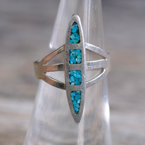 Vintage Sterling Turquoise Inlay Ring 6