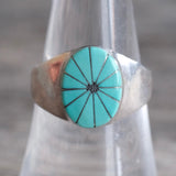 Vintage Sterling Turquoise Inlay Ring 8