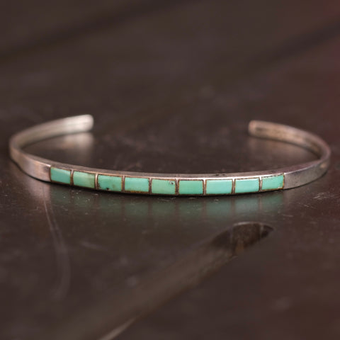 Vintage Sterling Turquoise Inlay Band