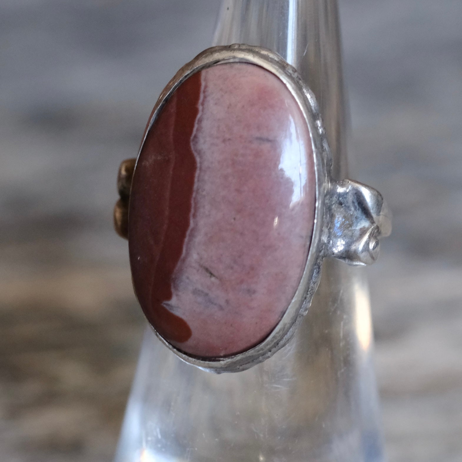 Vintage Sterling Jasper Ring 4.25