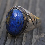 Vintage Sterling Lapis Cabochon Ring 13.75