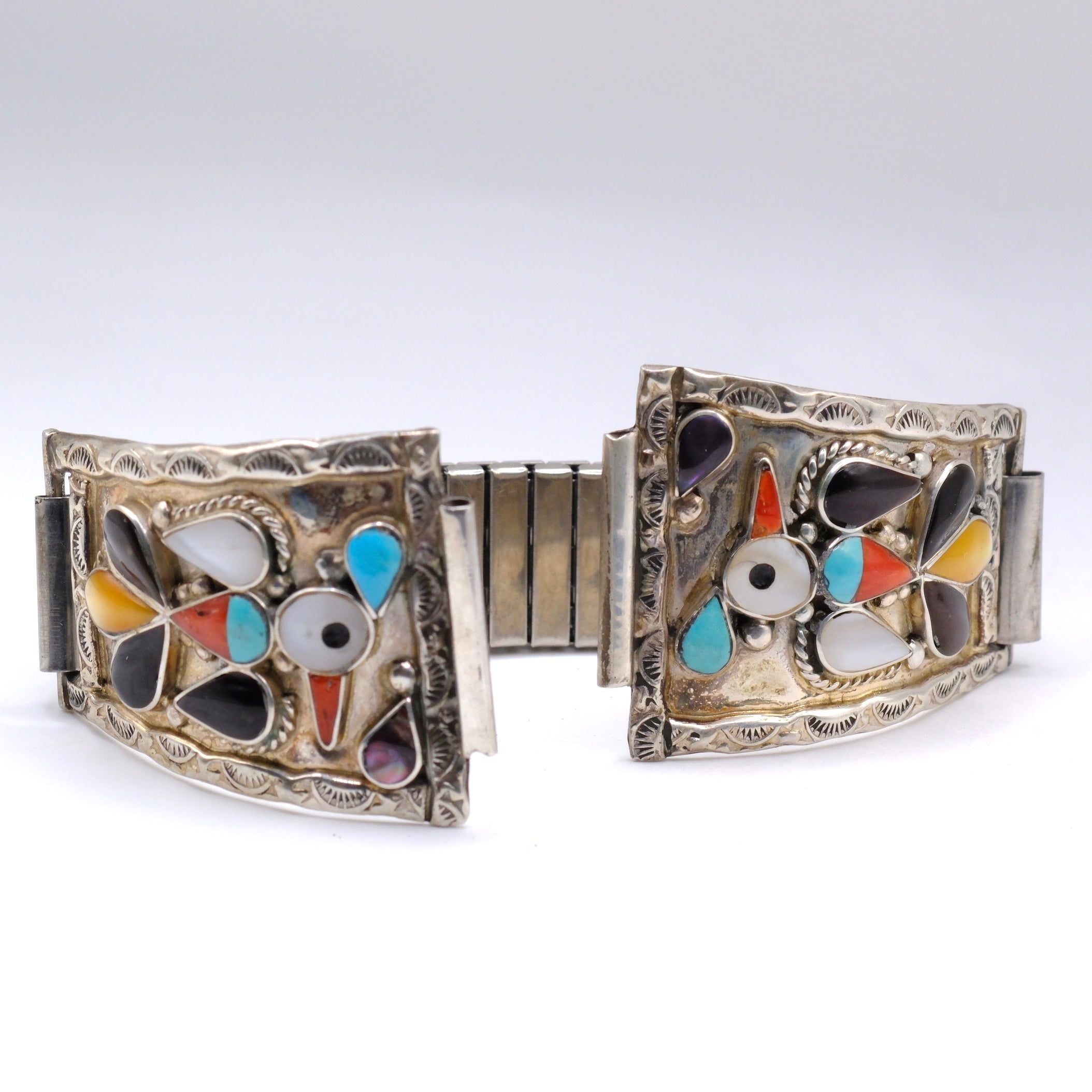 Vintage Sterling MultiStone Thunderbird Watch Band
