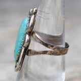Vintage Sterling Turquoise Florette Ring 6.5