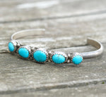 Vintage Sterling 5-Stone Turquoise Cuff