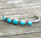 Vintage Sterling 5-Stone Turquoise Cuff