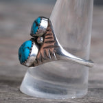 Vintage Sterling 2- Stone Turquoise Band Ring 11